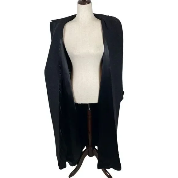 Ralph Lauren LRL Camel Hair Robe Style Wrap Coat Women’s 4 Black Old Money *Read - Picture 11 of 15